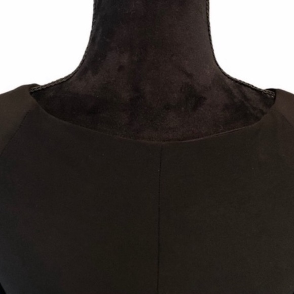 Frank Lyman pullover black long sleeve stretch vegan leather trim dress medium - Picture 7 of 9